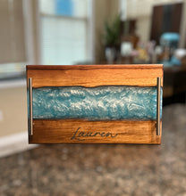 Load image into Gallery viewer, Custom-Made Black Walnut and Epoxy Charcuterie trays
